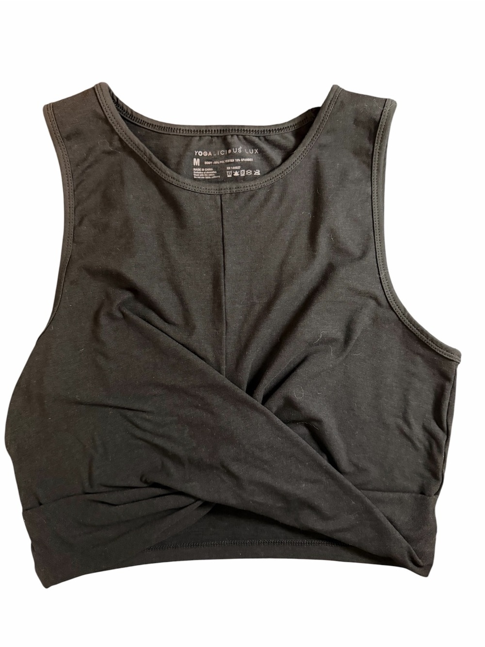 Yogalicious Lux Black Twist-Front Crop Tank Top - Women - size M